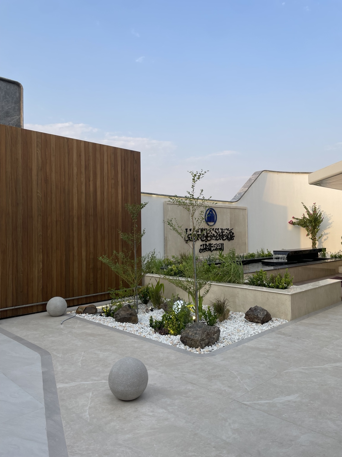 The completed garden and water feature.